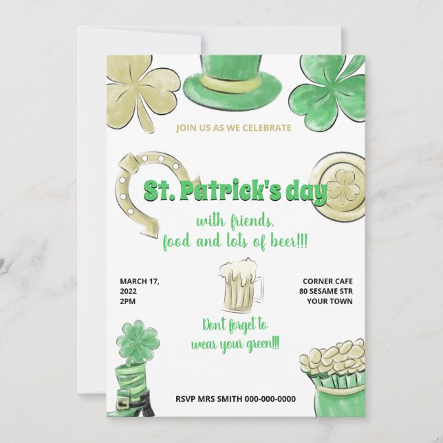 St. Patrick's day celebration Invitation (Front)