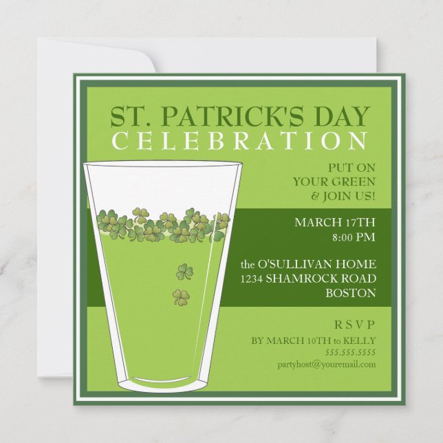 St. Patricks Day Celebration Party Pint Invitation (Front)