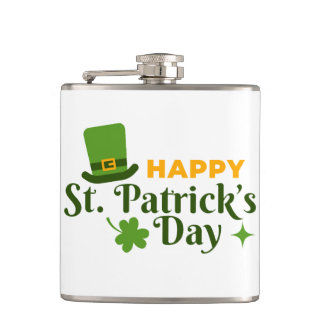 St Patrick's Day Celebration Vinyl Wrapped Flask