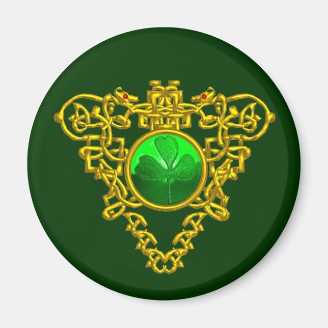 ST. PATRICK'S DAY CELTIC HEART Green Shamrock Magnet (Front)