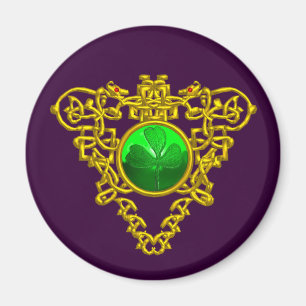 ST. PATRICK'S DAY CELTIC HEART SHAMROCK Purple Magnet