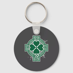 St Patricks Day Celtic Knot Clover Cross Irish Men Key Ring