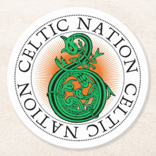 St Patricks Day Celtic Knot Party Round Paper Coaster