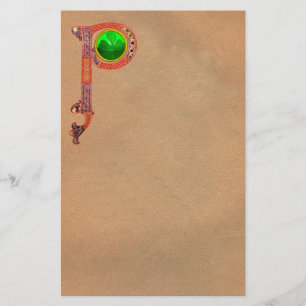 ST PATRICK'S DAY CELTIC P MONOGRAM  WITH SHAMROCK STATIONERY