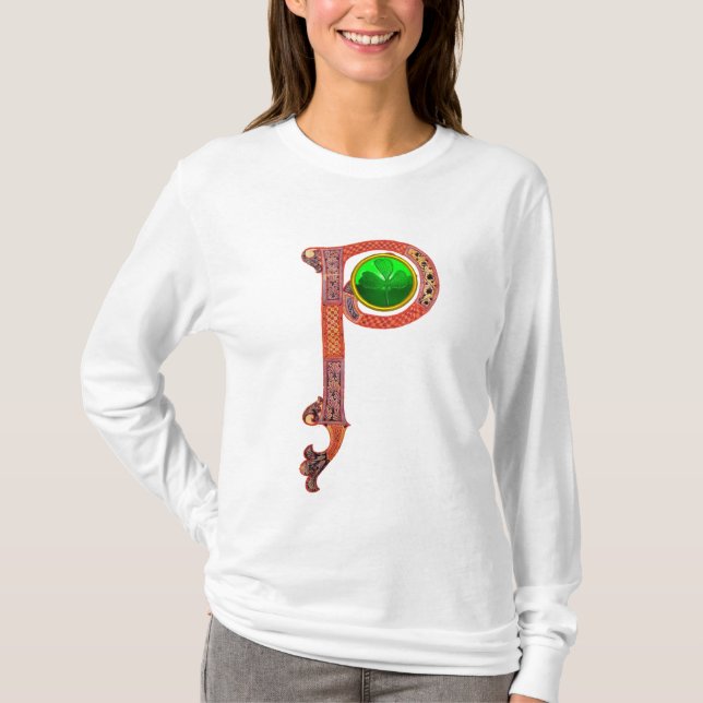 ST PATRICK'S DAY CELTIC P MONOGRAM  WITH SHAMROCK T-Shirt (Front)