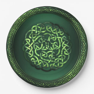 St. Patrick's Day - Celtic Pattern Round Paper Plate