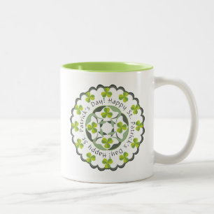 St. Patrick's Day Celtic Shamrocks Clover Graphic Two-Tone Coffee Mug