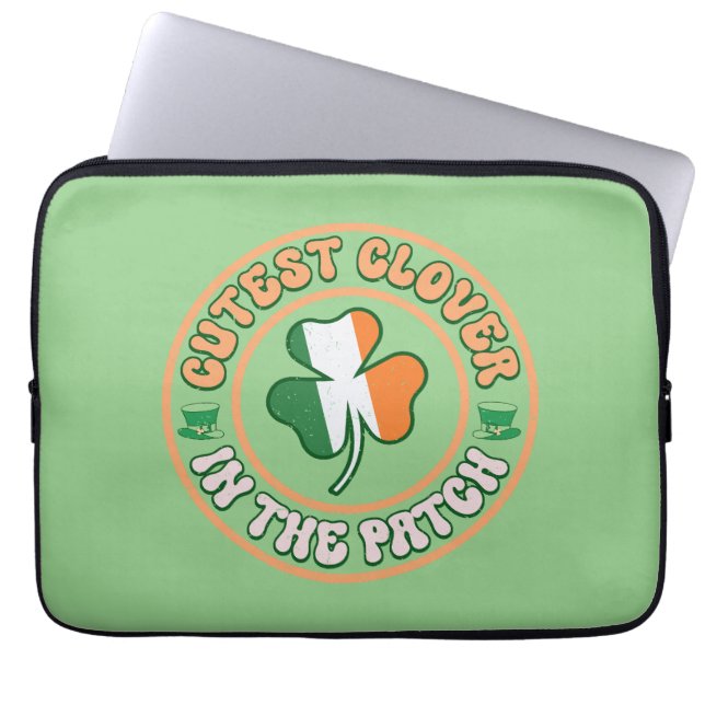 St. Patrick's Day Charm Cutest Clover in the Patch Laptop Sleeve (Front)