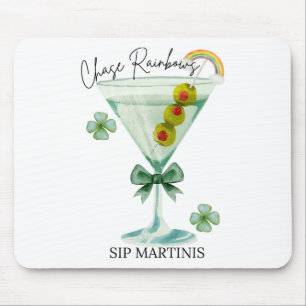 St Patricks Day Chase Rainbows Sip Martinis Shamro Mouse Mat
