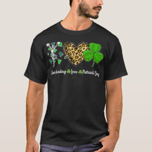 St Patricks Day Cheerleading Love Leopard Heart Sh T-Shirt