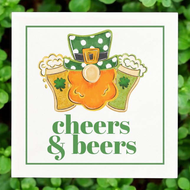 St Patrick's Day Cheers and Beers Leprechaun Party Napkin (Creator Uploaded)
