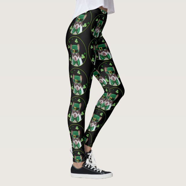 St. Patricks Day Chihuahua dog art leggings (Right)