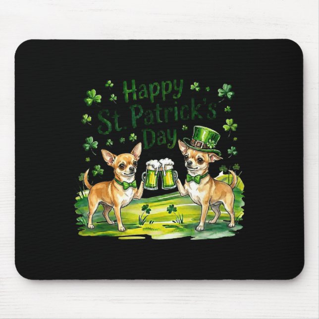 St patrick's day chihuahua dog  mouse mat (Front)