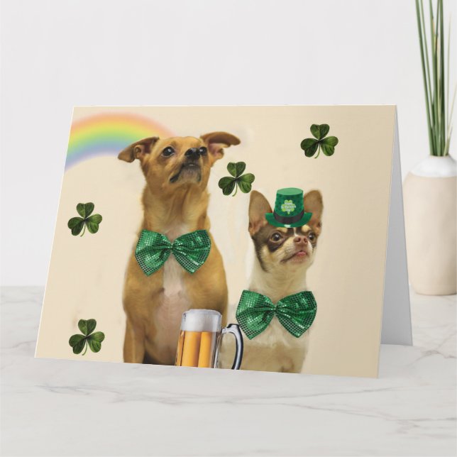 St. Patrick's Day Chihuahuas Card (Front)