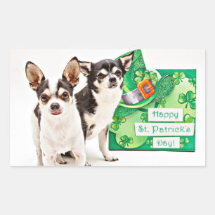 St. Patrick's Day Chihuahua's Rectangular Sticker