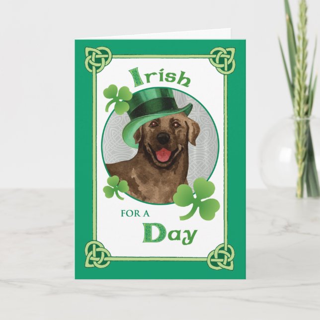 St. Patrick's Day Chocolate Lab Card (Front)