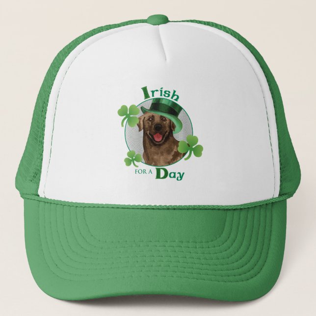 St. Patrick's Day Chocolate Lab Trucker Hat (Front)