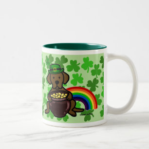 St. Patrick's Day Chocolate Labrador Two-Tone Coffee Mug