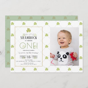 St. Patrick's Day Clean Green Photo1st Birthday Invitation