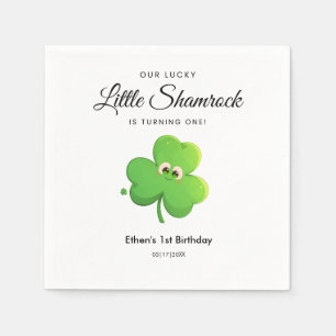 St Patrick's Day Clover 1st Birthday Paper Napkin