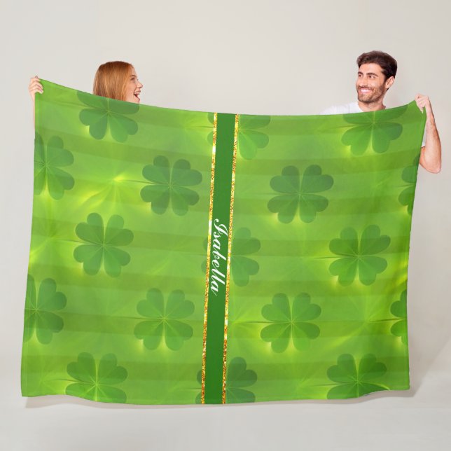 St Patrick's Day Clover 4 Lists Modern Collection Fleece Blanket (In Situ)