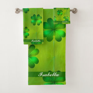 St Patrick's Day Clover 4 Lists Popular Collection Bath Towel Set