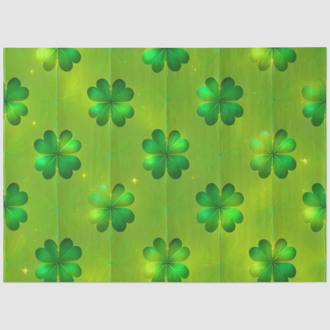 St Patrick's Day Clover 4 Lists Popular Collection Tissue Paper (Front)