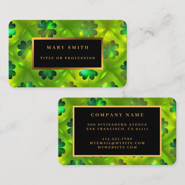 St Patrick's Day Clover 4 Lists Trendy Collection Business Card (Front/Back)