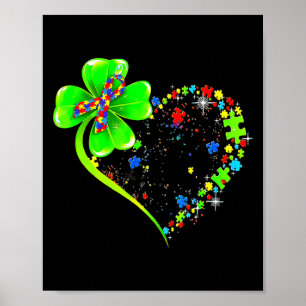 St Patricks Day Clover Autism Funny Autism Awarene Poster
