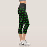 St Patrick's Day clover high waist capri leggings<br><div class="desc">St Patrick's Day clover high waist capri leggings. Trendy elastic pants for women and girls. Custom colour background design with green shamrock pattern. Fun for friends,  family,  employees etc. Irish pride pattern design. Available as long and short leggings.</div>