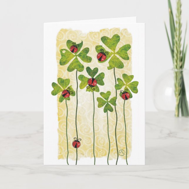 st. patrick's day clover & ladybugs card (Front)