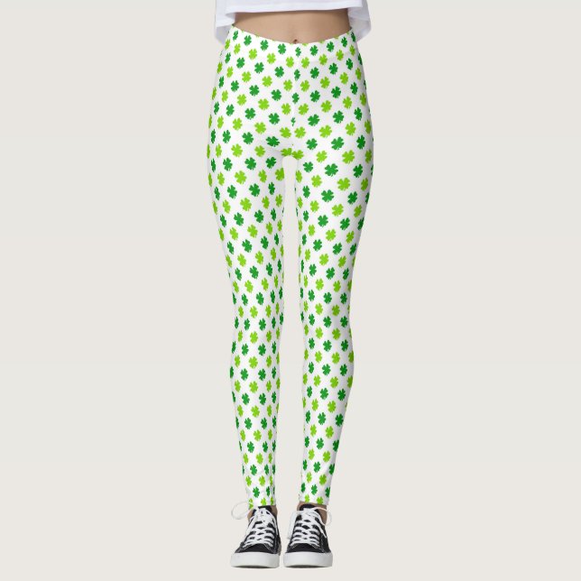 St. Patrick's Day Clover Leaves Pattern-54601 Leggings (Front)