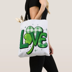 St. Patrick's Day Clover Love Charm Tote Bag