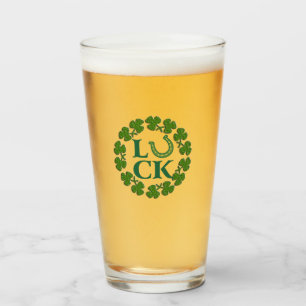 St. Patrick's Day Clover Lucky Horseshoe Beer Glass