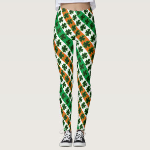 St. Patrick's Day Clover Stripes Leggings