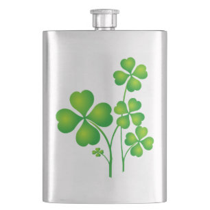St. Patrick's Day Clover + your ideas Hip Flask