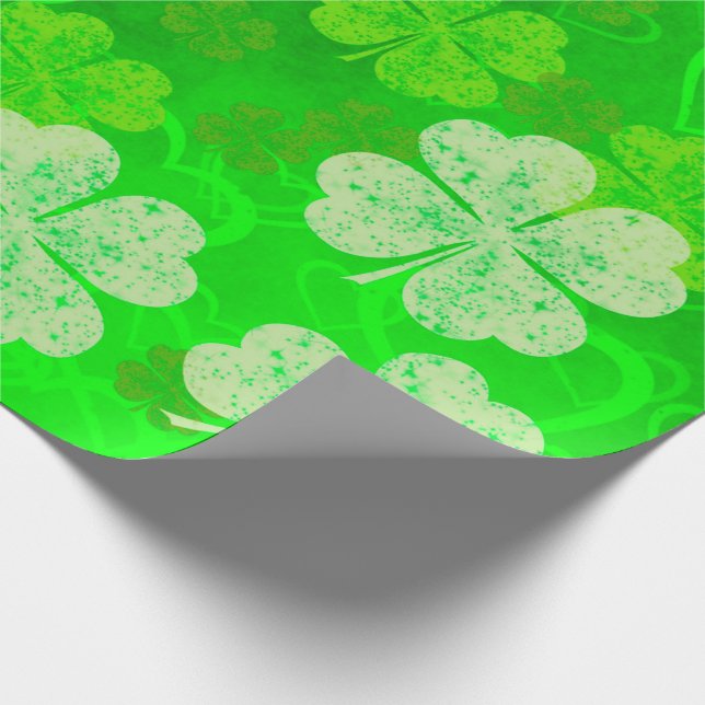 St Patrick's Day Clovers and Hearts Wrapping Paper (Corner)