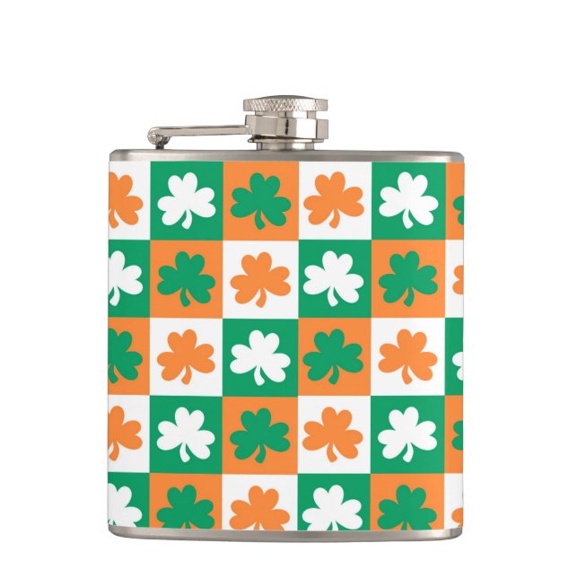 St. Patrick's Day Clovers Hip Flask (Front)