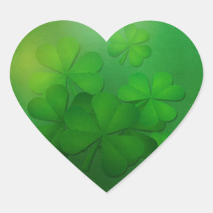 St Patrick's Day - Clovers/Shamrocks Heart Sticker