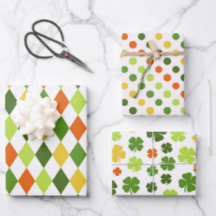 St Patricks Day Colourful Gift Wrapping Combo Fun Paper Sheet