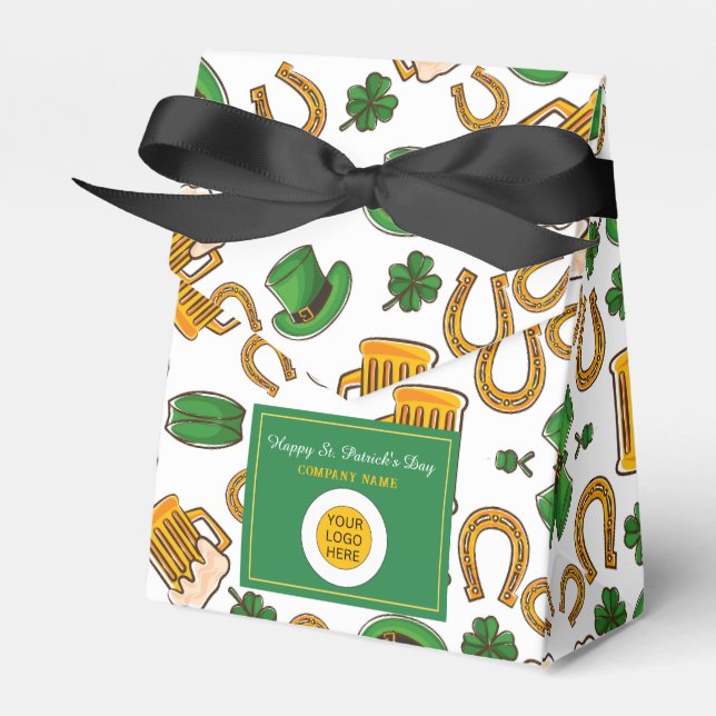 St. Patricks Day Company Business Logo Promotional Favour Box (Front Side)