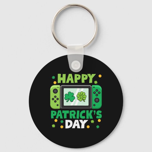 St Patricks Day Controller Video Game Kids Boy Tod Key Ring (Front)