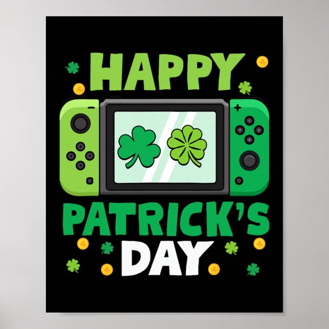 St Patricks Day Controller Video Game Kids Boy Tod Poster (Front)