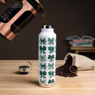 St. Patrick's Day Coquette Bows Shamrocks Water Bottle