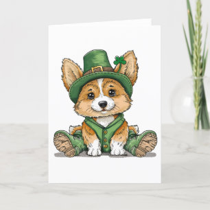 St. Patrick's Day Corgi Dog Holiday Card