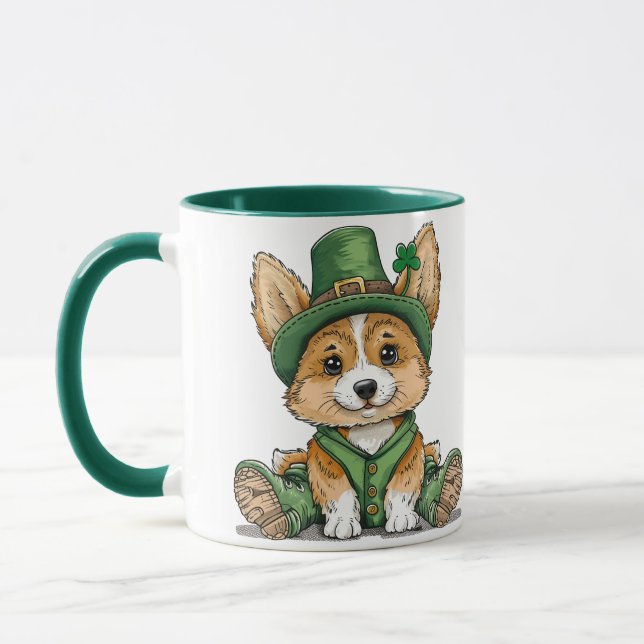 St. Patrick's Day Corgi Dog Mug (Left)