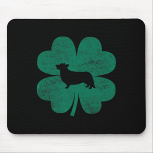 St Patricks Day Corgi Irish Green Shamrock Clover Mouse Mat