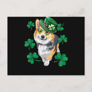 St Patrick's Day Corgi Postcard