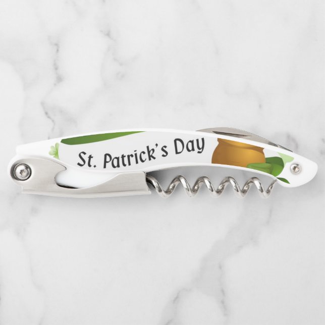 St. Patrick's Day Corkscrew Bottle Opener (Front)