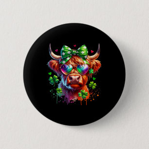 St Patrick's Day Cow St Patricks Day Shamrock Wome 6 Cm Round Badge